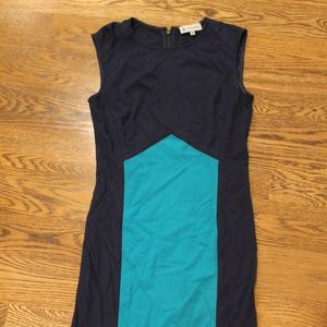 Ava & Aiden Turquoise/Navy Color Block Dress, 0